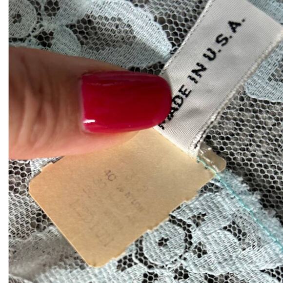 NOS New Vintage Light Blue Daisy Lace Bed Coat Robe Size Medium - Picture 14 of 16